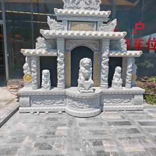 安徽芝麻白中国黑石材套墓 花岗岩墓碑