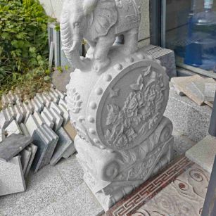 安徽芝麻白抱鼓石 庭院抱鼓石